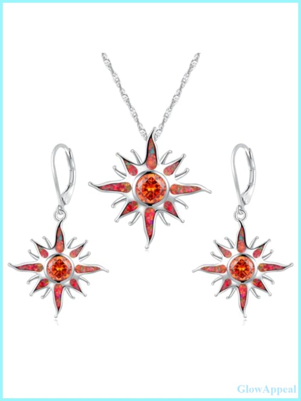CiNily Created Orange Fire Opal Orange Garnet Rhodium Plated Women Jewelry